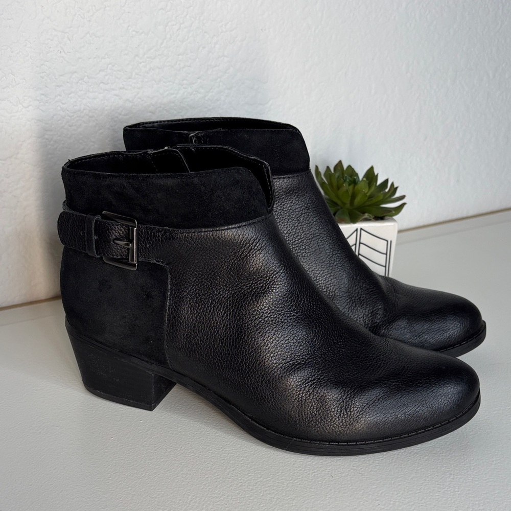 Naturalizer Wanya Black Leather Ankle Boots Size 8.5 W - Picture 8 of 14